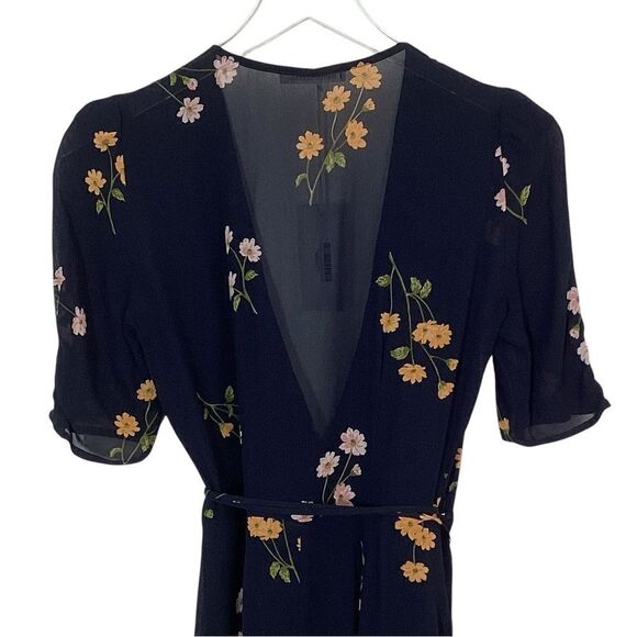 Reformation Size XS NWT Lucky Wrap Dress Princess Margaret Navy Floral Printed - Picture 7 of 9